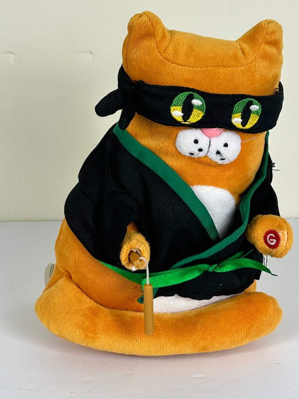 Gemmy NINJA CAT Animated Plush Spinning Nunchucks Orange Black  Eye of the Tiger